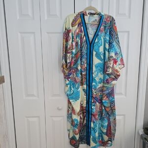 Zara Multicolor Paisley Maxi Dress - Blue, Cream, Pink